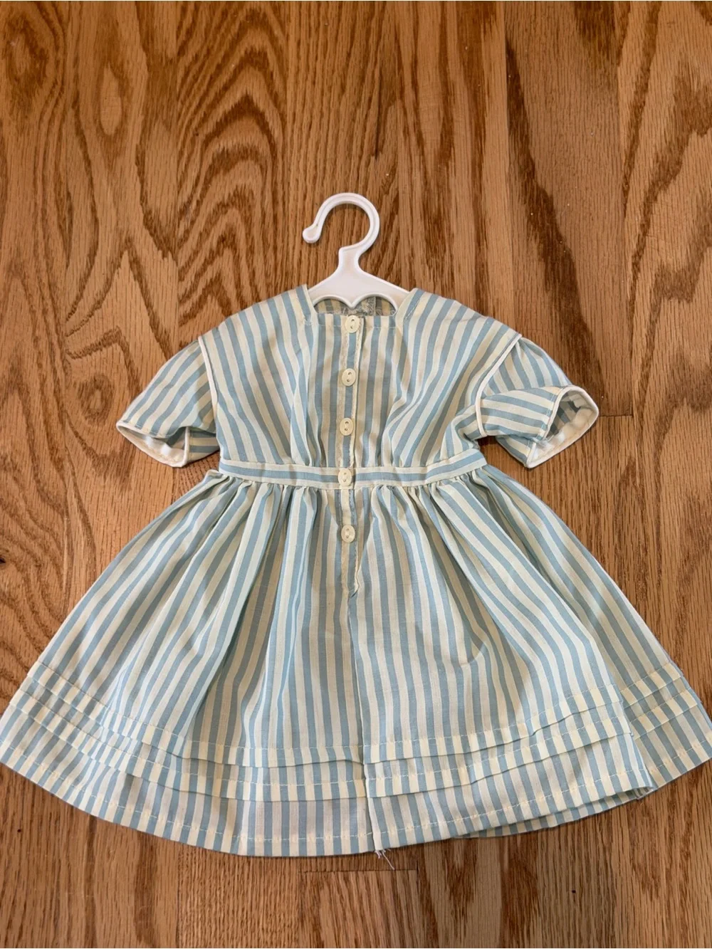 Pleasant Co Kristen’s Summer Blue & White Striped Dress with Button-Back 1994